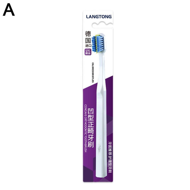 Orthodontic toothbrush for adults with braces, soft bristles, small head, for cleaning between teeth.